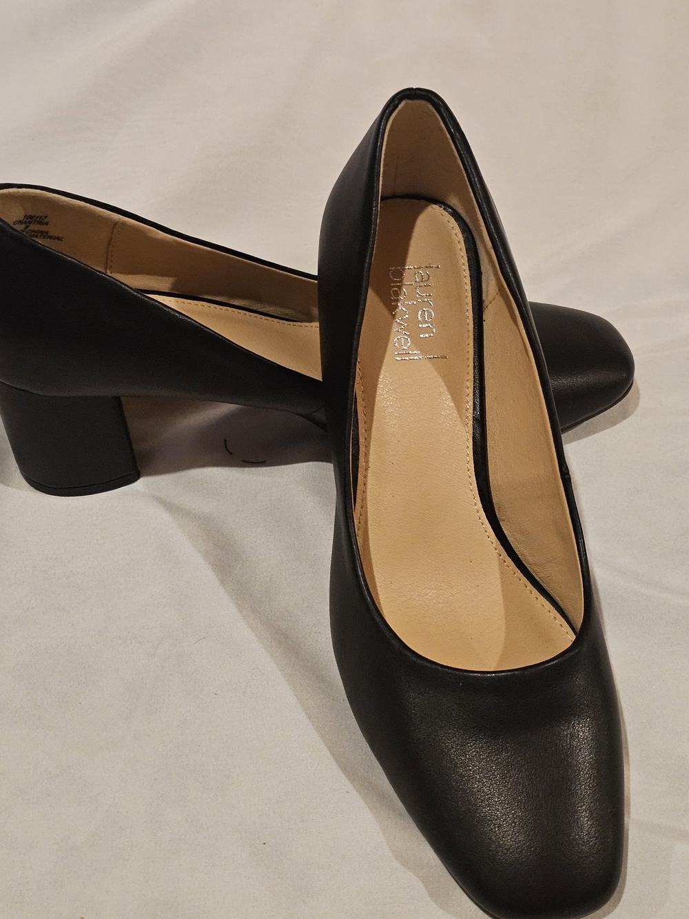 Lauren Blakwell Black Square Toe Block Heel Pumps Size 9